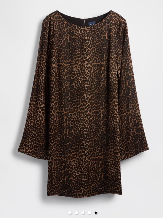 GAP Dresses & Skirts - GAP Leopard Boatneck Mini Shift Dress Long Sleeve XS Petite